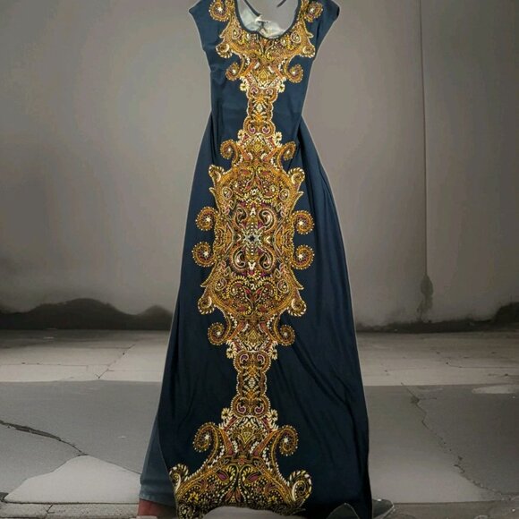 bailey blue Dresses & Skirts - Bailey Blue Sz M Maxi Blue Bohemian Dress With Open Back